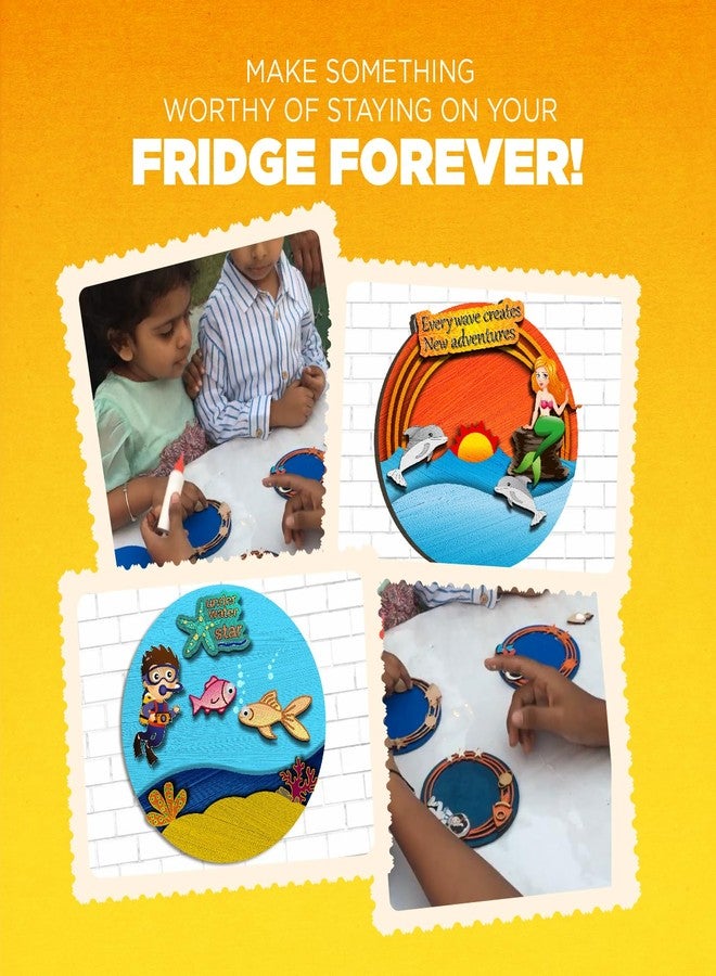 Creste Aqua Fridge Magnet Making Kit | Art and Craft Kit for Kids, Fun Activity Toys for Kids, DIY Mosaic Art Kit | Creative Toys for Kids Ages 4+ Aqua Theme (Set of 2 Magnets in 1 Pack) - Image 4